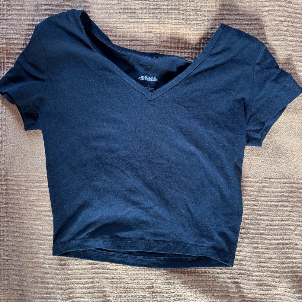Wild Fable Black V-Neck Women's Top